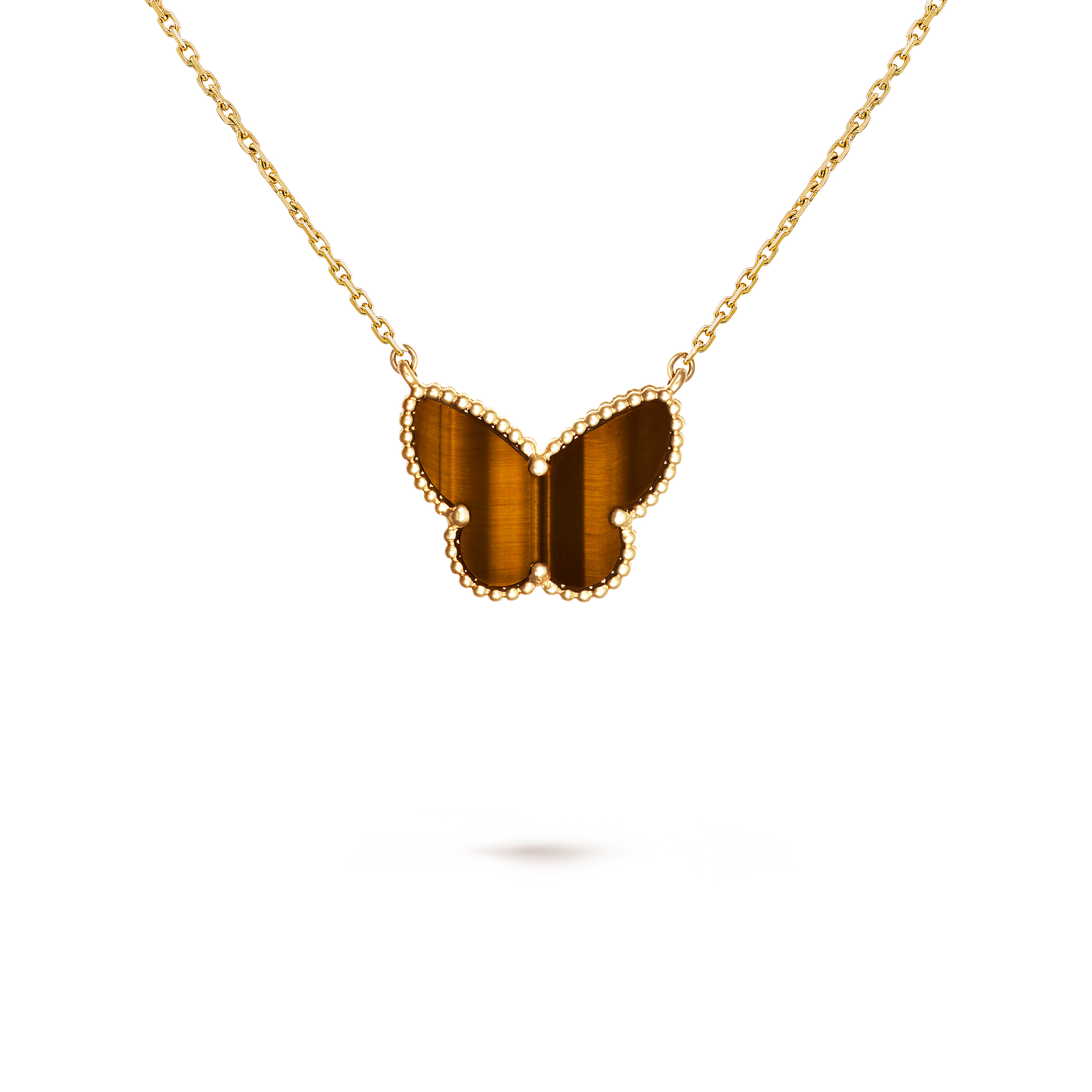 VAN CLEEF ARPELS LUCKY ALHAMBRA BUTTERFLY PENDANT - YELLOW GOLD, TIGER EYE VCARD98500 VAN CLEEF ARPELS LUCKY ALHAMBRA BUTTERFLY PENDANT - YELLOW GOLD, TIGER EYE VCARD98500
